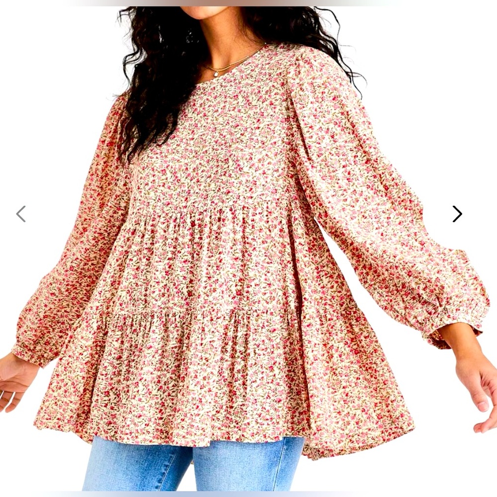 AEO Floral Tunic Babydoll Blouse